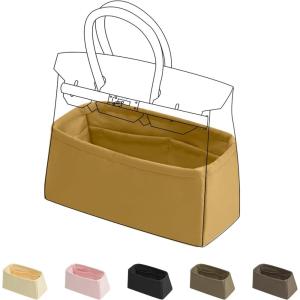 imageDGAZ Purse Organizer Silky SmoothSilkLuxury Handbag Tote in Bag Shapers Women Fits Birkin25303540 Bags Etoupe grey BK30Biscuit color