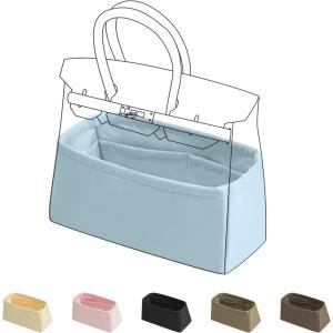 imageDGAZ Purse Organizer Silky SmoothSilkLuxury Handbag Tote in Bag Shapers Women Fits Birkin25303540 Bags Etoupe grey BK30Blue nuit