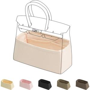 imageDGAZ Purse Organizer Silky SmoothSilkLuxury Handbag Tote in Bag Shapers Women Fits Birkin25303540 Bags Etoupe grey BK30Craie