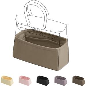 imageDGAZ Purse Organizer Silky SmoothSilkLuxury Handbag Tote in Bag Shapers Women Fits Birkin25303540 Bags Etoupe grey BK30Gris tourterelle