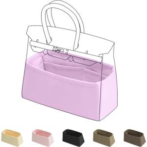 imageDGAZ Purse Organizer Silky SmoothSilkLuxury Handbag Tote in Bag Shapers Women Fits Birkin25303540 Bags Etoupe grey BK30Mauve Sylvestre