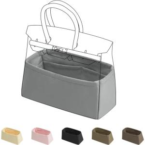 imageDGAZ Purse Organizer Silky SmoothSilkLuxury Handbag Tote in Bag Shapers Women Fits Birkin25303540 Bags Etoupe grey BK30Pearl gray
