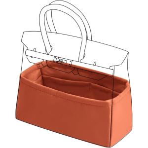 imageDGAZ Purse Organizer Silky SmoothSilkLuxury Handbag Tote in Bag Shapers Women Fits Birkin25303540 Bags Etoupe grey BK30Vitality orange
