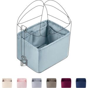 imageDGAZ Purse Organizer Silky SmoothSilkLuxury Handbag Tote in Bag Shapers Women Fits picotin1822Bags Etoupe grey PC18Azure