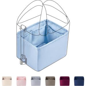 imageDGAZ Purse Organizer Silky SmoothSilkLuxury Handbag Tote in Bag Shapers Women Fits picotin1822Bags Etoupe grey PC18Candy Blue
