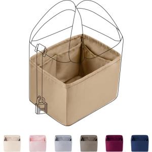 imageDGAZ Purse Organizer Silky SmoothSilkLuxury Handbag Tote in Bag Shapers Women Fits picotin1822Bags Etoupe grey PC18Chai