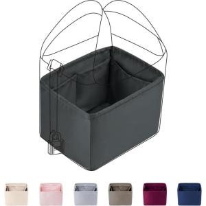 imageDGAZ Purse Organizer Silky SmoothSilkLuxury Handbag Tote in Bag Shapers Women Fits picotin1822Bags Etoupe grey PC18Etain