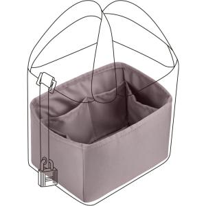 imageDGAZ Purse Organizer Silky SmoothSilkLuxury Handbag Tote in Bag Shapers Women Fits picotin1822Bags Etoupe grey PC18Konjac purple