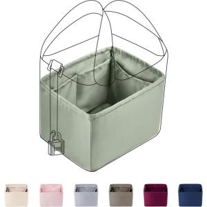 imageDGAZ Purse Organizer Silky SmoothSilkLuxury Handbag Tote in Bag Shapers Women Fits picotin1822Bags Etoupe grey PC18Sauge