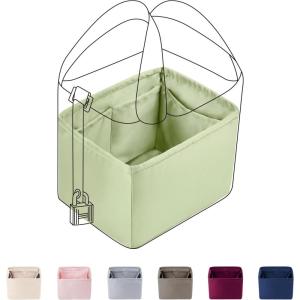 imageDGAZ Purse Organizer Silky SmoothSilkLuxury Handbag Tote in Bag Shapers Women Fits picotin1822Bags Etoupe grey PC18Vert Criquet