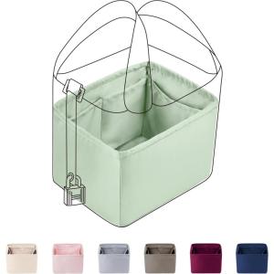 imageDGAZ Purse Organizer Silky SmoothSilkLuxury Handbag Tote in Bag Shapers Women Fits picotin1822Bags Etoupe grey PC18Vert Fizz