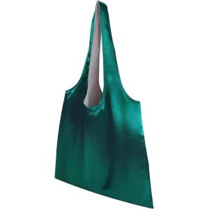 imageDGAZ Silk Designer Hobo Bags for Women Luxury Tote Bag with Zipper Large Shoulder Hobo BagsVert Emeraude