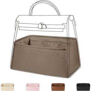 imageDGAZ Silk Purse Organizer Insert Fits Hermes Herbag 313950 Bags Luxury Handbag ampamp Tote Organiser Simplicity bag insertCraieH39Etoupe grey