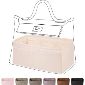 imageDGAZ Silky Purse Organizer Insert Luxury Handbag ampamp Tote Organizer Simplicity bag organizer Fits Hermes 242435 BagsBlack35Craie