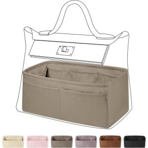 imageDGAZ Silky Purse Organizer Insert Luxury Handbag ampamp Tote Organizer Simplicity bag organizer Fits Hermes 242435 BagsBlack35Cris tourterelle