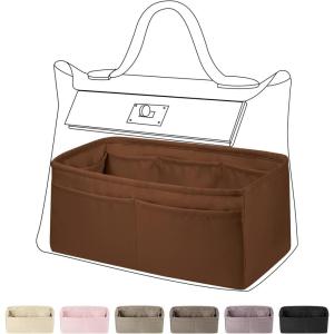 imageDGAZ Silky Purse Organizer Insert Luxury Handbag ampamp Tote Organizer Simplicity bag organizer Fits Hermes 242435 BagsBlack35Gold