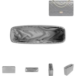 imageDGAZ Silky Purse Organizer Insert for Chanel 255 Bags Luxury Handbag ampamp Tote Organizer Simplicity Bag Organizer Wine Red255 Bag 24Pearl gray