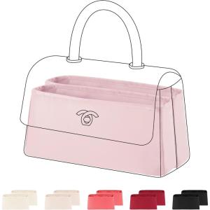 imageDGAZ Silky Purse Organizer Insert for Chanel Coco Handle MiniSML Bags Luxury Handbag ampamp Tote Organizer Simplicity bag organizer BlackSPink