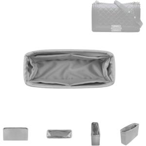 imageDGAZ Silky Purse Organizer Insert for Chanel Leboy Bags Luxury Handbag ampamp Tote Organizer Simplicity bag organizer FuchsiaMedium 25Pearl Gray