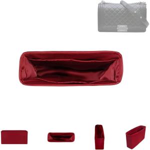 imageDGAZ Silky Purse Organizer Insert for Chanel Leboy Bags Luxury Handbag ampamp Tote Organizer Simplicity bag organizer FuchsiaMedium 25Wine Red
