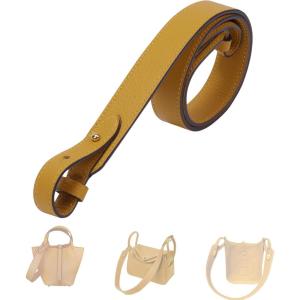imageDGAZ TC leather shoulder strap for Hermes PicotinLindyEvelyne replaceable crossbody bags strap handmadeJaune amberGold studs