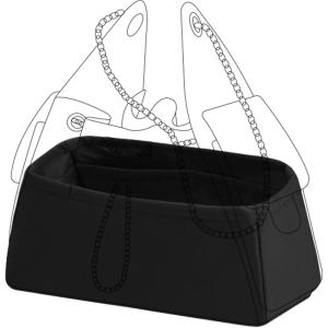 imageDGAZ Silk Purse Organizer Insert Fits Chanel 25 HandbagsSilky Smooth Bag OrganizerLuxury Handbag ampamp Tote ShaperBlackSmallBlack