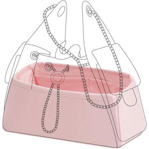 imageDGAZ Silk Purse Organizer Insert Fits Chanel 25 HandbagsSilky Smooth Bag OrganizerLuxury Handbag ampamp Tote ShaperBlackSmallPink