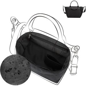imageDGAZ Lightweight Purse Organizer Insert for LongchampLE PLIAGE Xtra Bagsilk and DupontPaper handbag inner for Luxury BagBlackLe Pliage Xtra XSBlack