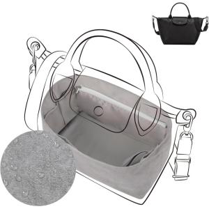 imageDGAZ Lightweight Purse Organizer Insert for LongchampLE PLIAGE Xtra Bagsilk and DupontPaper handbag inner for Luxury BagBlackLe Pliage Xtra XSGris Mouette
