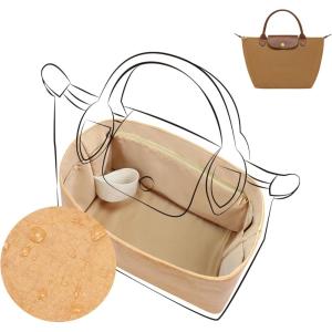 imageDGAZ Lightweight Purse Organizer Insert for LongchampLe Pliage Original Series Bagsilk and DupontPaper handbag inner for Luxury BagBlackLE PLIAGE SHandle height about 9 cmChai