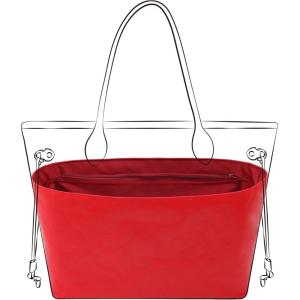 imageDGAZ Lightweight Purse Organizer Insert for Neverfull Bagssilk and DupontPaper handbag inner for Luxury BagPMBlackRed